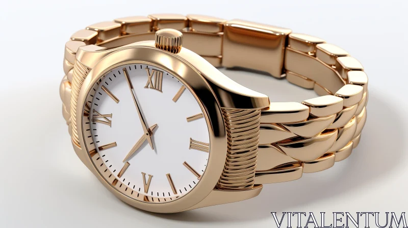 AI ART Exquisite 3D Gold Wristwatch Rendering