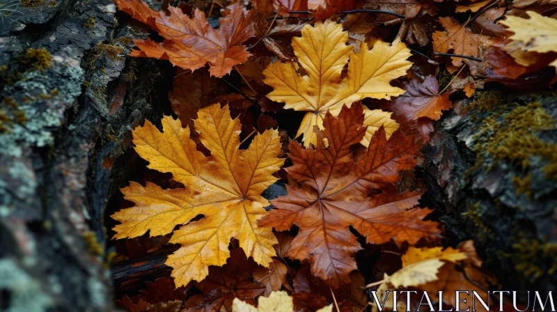 Fallen Autumn Leaves Close-Up AI Image