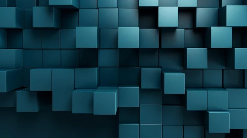 Intriguing 3D Blue and Gray Cube Background Art