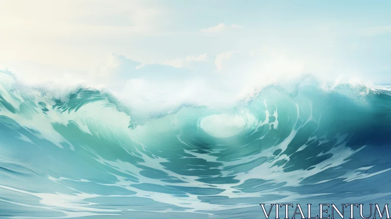 Majestic Ocean Wave Painting AI Image