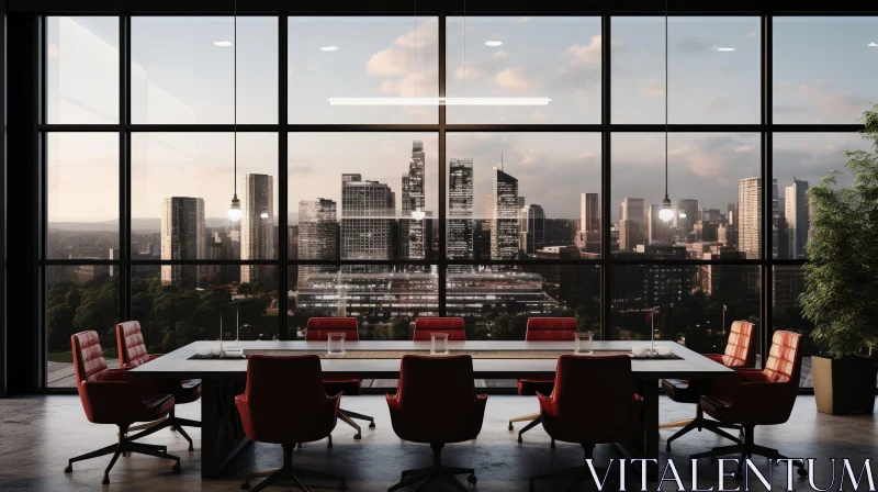 Modern Office Conference Room with Cityscape View AI Image