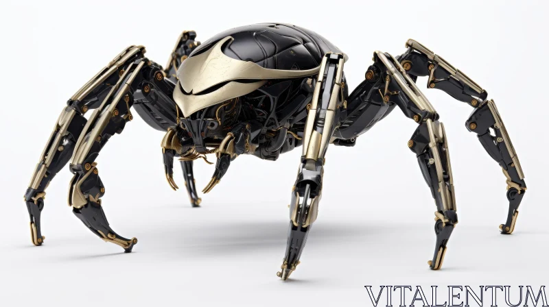 Steampunk Spider 3D Render - Black and Gold AI Image
