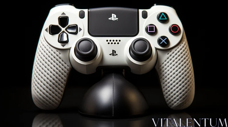 White PlayStation 4 Controller on Black Background AI Image