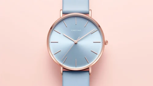 Elegant Wristwatch with Blue Dial and Rose Gold Details