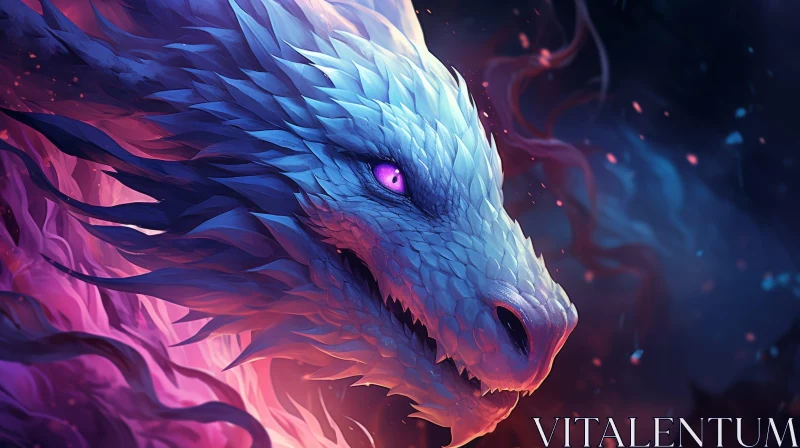 Enigmatic Purple and Blue Dragon Artwork AI Image