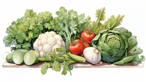 Fresh and Colorful Vegetable Still Life Painting