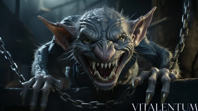 Sinister Goblin on Rock - Fantasy Creature Art AI Image