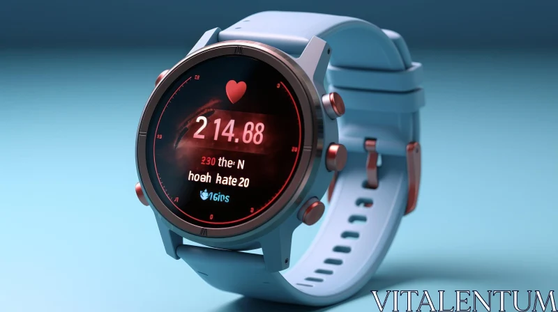 AI ART Smartwatch 3D Rendering - Time & Fitness Metrics Display
