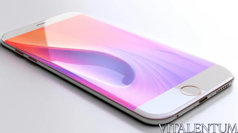 3D Smartphone with Curved Screen - Colorful Gradient Display AI Image