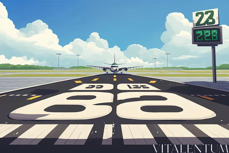 Bold and Cartoonish Airplane Landing at Airport Runway Illustration AI Image