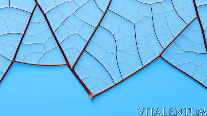 Detailed Leaf Skeleton on Blue Background AI Image