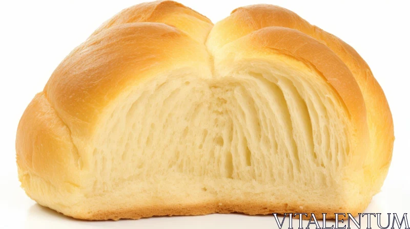 Golden Brown Braided Bread Roll - Fluffy Texture AI Image