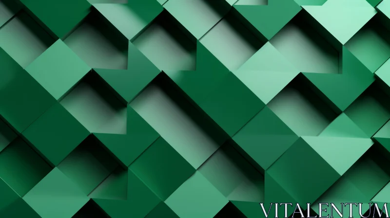 AI ART Green Geometric Cubes Pattern | 3D Rendering