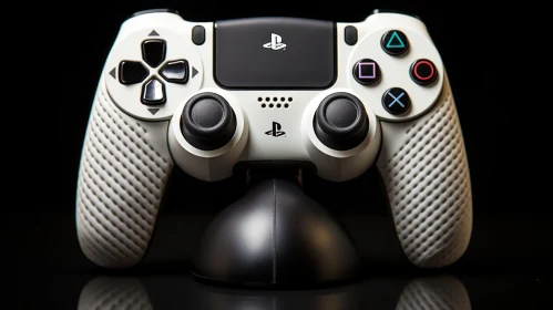 White PlayStation 4 Controller on Black Background