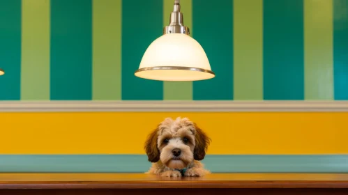 Adorable Shaggy Brown Dog on Table