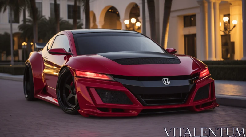 Captivating Red Honda Concept Car on a Striking Background AI Image