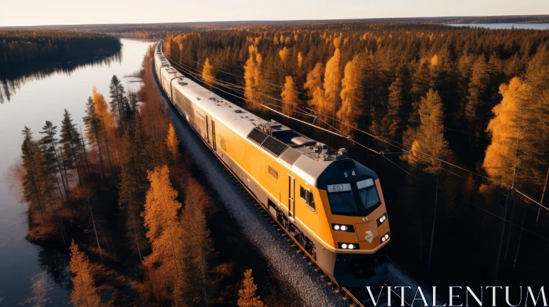 Autumn Forest Train Journey | Nature's Beauty Captured AI Image
