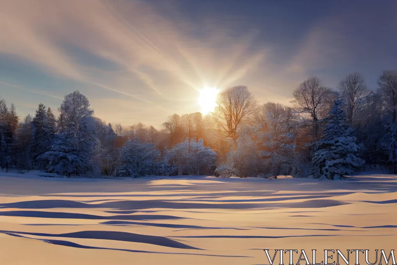 Captivating Snowy Landscape: Majestic and Serene AI Image