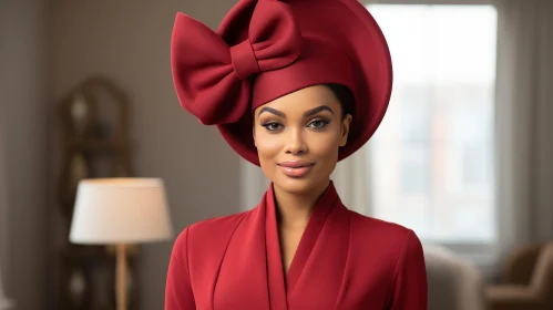 Confident African-American Woman in Red Suit Portrait