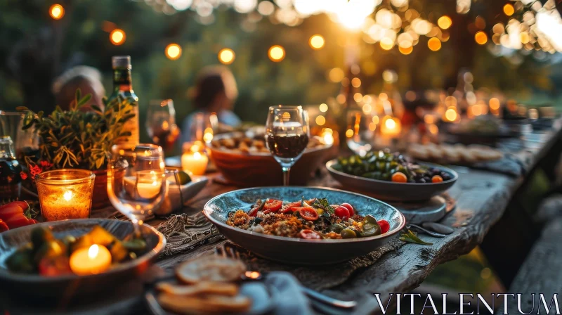 Elegant Table Setting with Food and Drinks AI Image