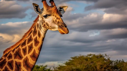 Graceful Giraffe Portrait in Nature Field