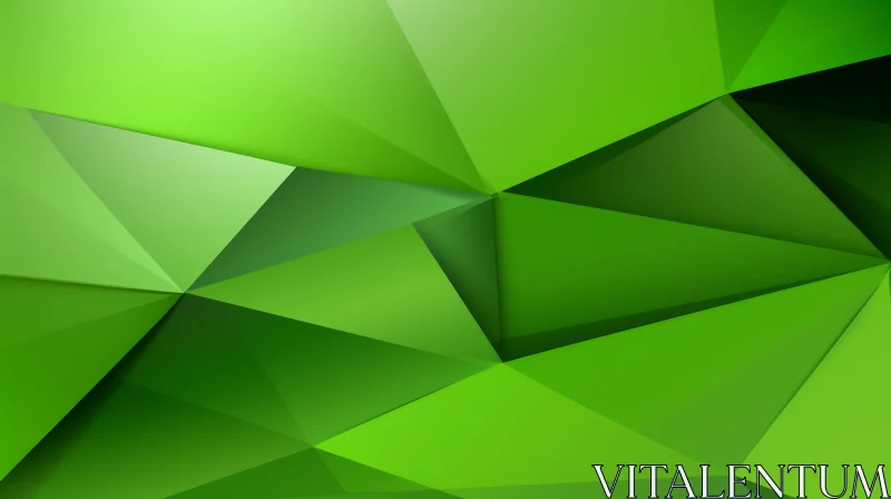 Green Polygonal 3D Background - Abstract Illustration AI Image
