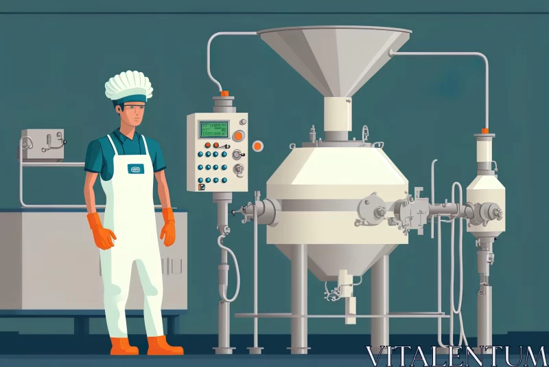 Hyper-Detailed Illustration of an Employee Standing Next to a Kiln AI Image
