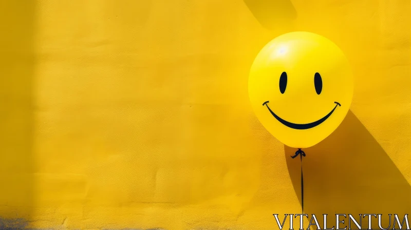 Cheerful Yellow Smiley Face Balloon Art AI Image