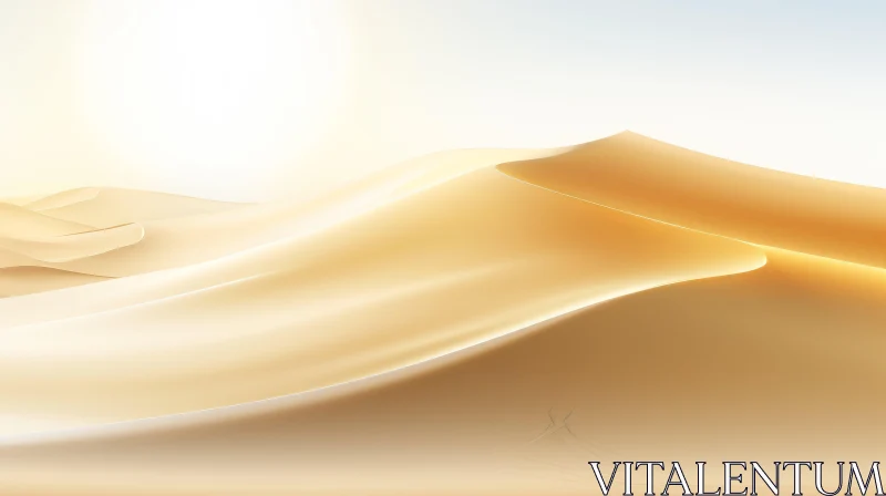 Golden Sand Dunes in Desert under Blue Sky AI Image