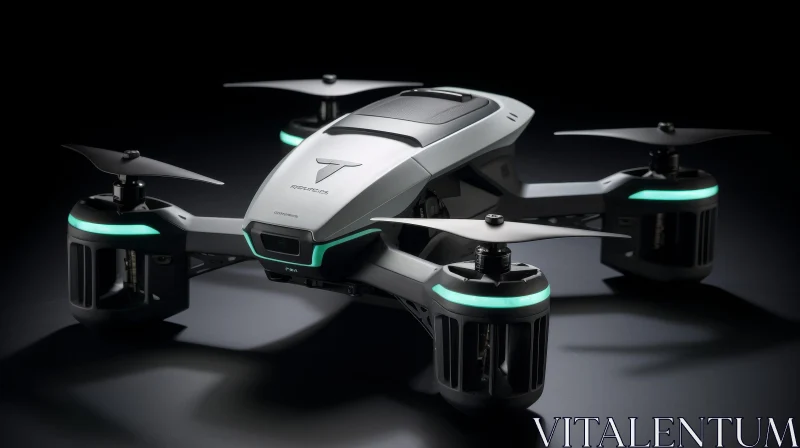 Modern Drone with Green Lights | Aerial Photography Technology AI Image