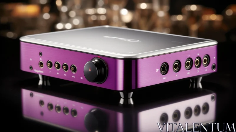 AI ART Modern Silver and Purple Audio Amplifier - Visual Elegance