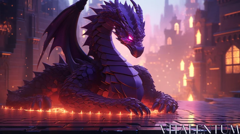 Purple Dragon Fantasy Art AI Image