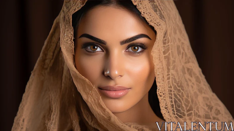 Serious Middle Eastern Woman Portrait AI Image