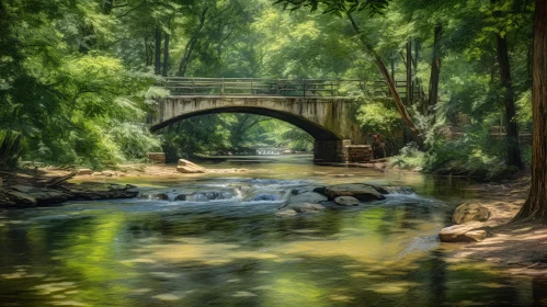 Tranquil Stone Bridge Landscape in Forest