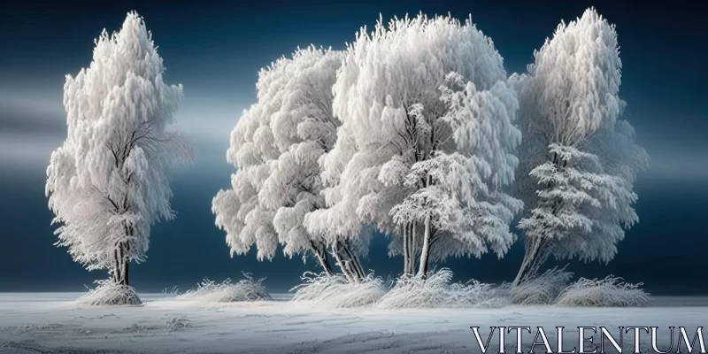 Captivating Frosty Trees in Snow | Photorealistic Fantasy Art AI Image