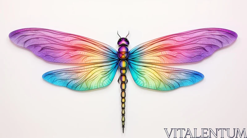 Dragonfly Digital Painting with Spread Wings AI Image