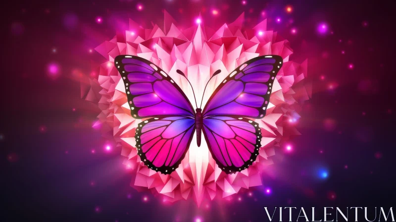 Exquisite Butterfly Illustration with Pink and Purple Wings AI Image