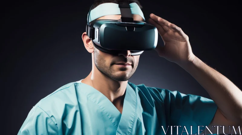 Innovative Virtual Reality Experience by Young Male Doctor AI Image