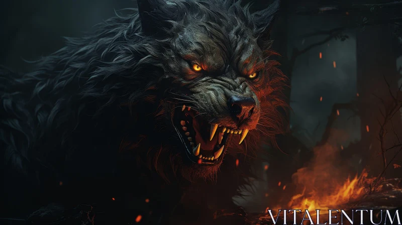 Menacing Werewolf in Dark Forest | Digital Painting AI Image