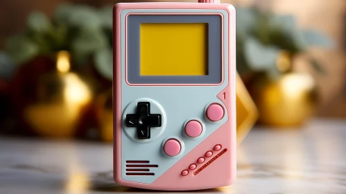 Vintage Handheld 1980s Video Game Console in Pink and Light Blue