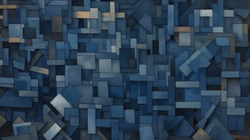 Blue Abstract Rectangles Painting