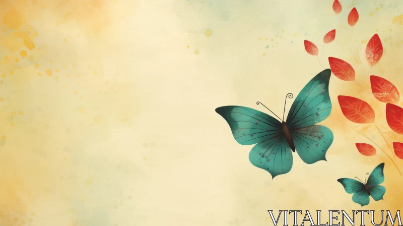 AI ART Graceful Butterflies in Field - Watercolor Painting