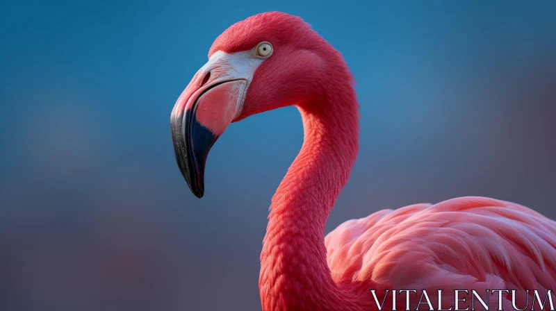 Graceful Pink Flamingo Portrait AI Image