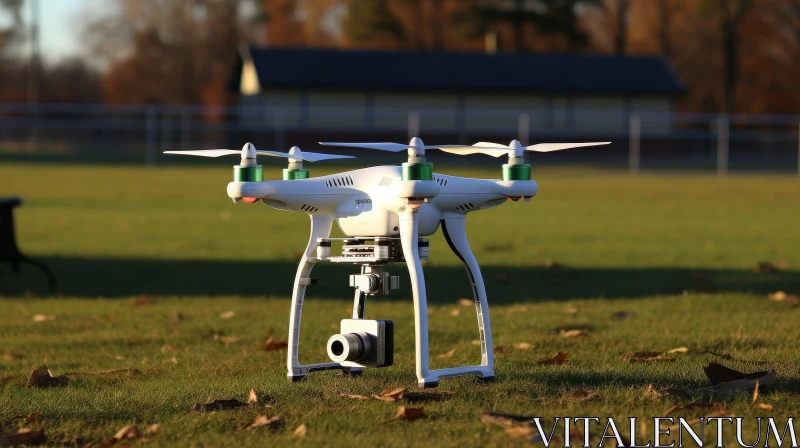 AI ART Green and White Drone on Sunny Grass Field