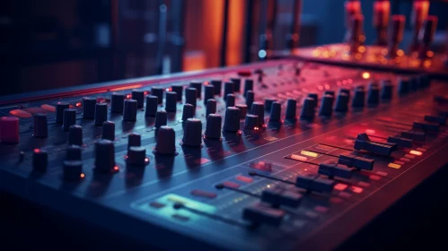 Professional Audio Mixing Console Close-Up