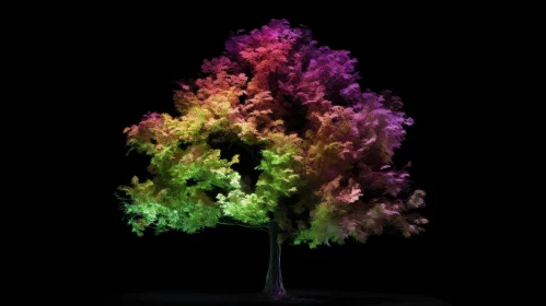 Rainbow Tree 3D Rendering - Colorful Nature Artwork