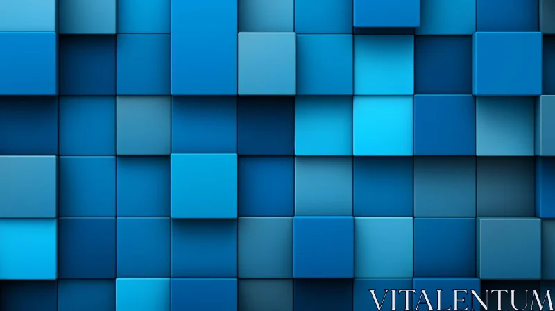 Blue Cubes Geometric Design | 3D Rendering AI Image
