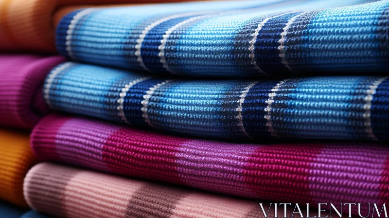 Colorful Ribbed Texture Blankets Stack AI Image
