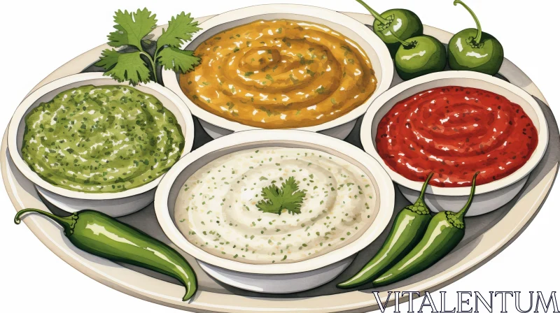 AI ART Delicious Dips with Fresh Vegetables