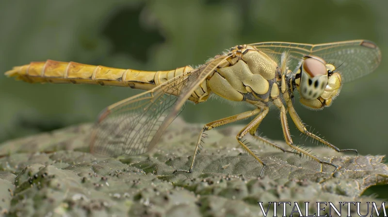 Dragonfly Close-up on Leaf AI Image